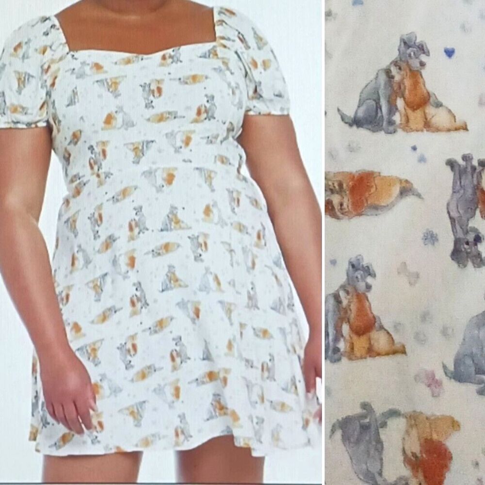 Disney Her Universe Lady & The Tramp Sweetheart Fit n Flare Dress 3X Puff Sleeve